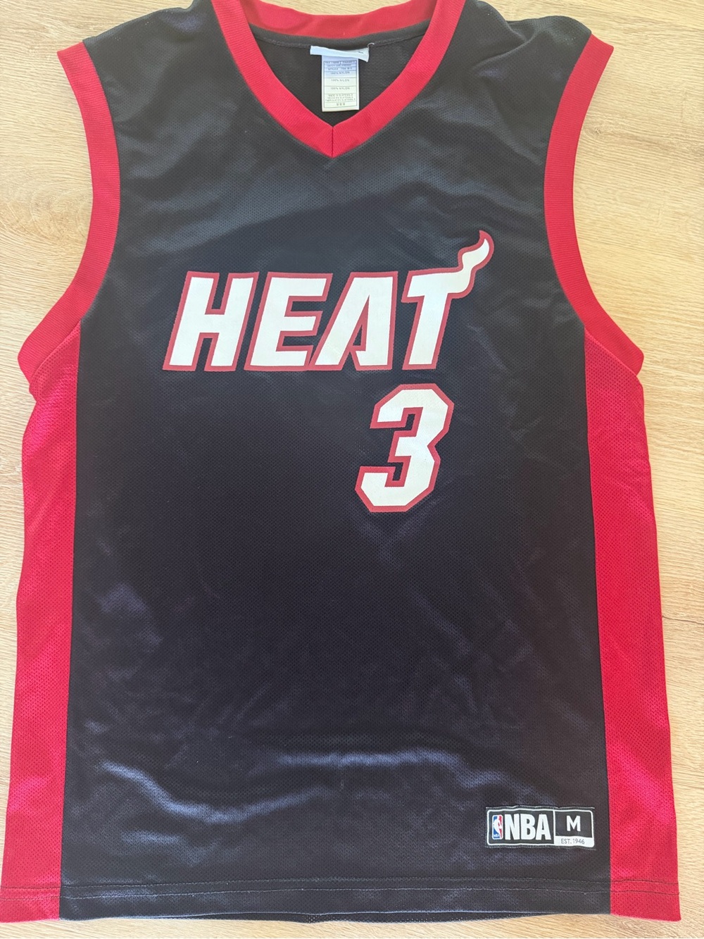 NBA Miami Heat Black and Red Jersey #3